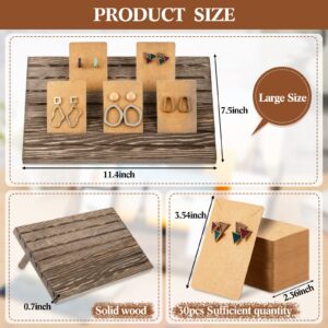 31 Pack Wooden Earring Display Stands Earring Display Holder Earring Jewelry Display with Earring Cardboard for Selling Earring Jewelry Organizer Displaying Photos Business Card (Brown, Light Brown)