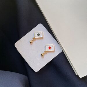 Funny Poker Dangle Earrings Cool Playing Cards Dangle Drop Stud for Women