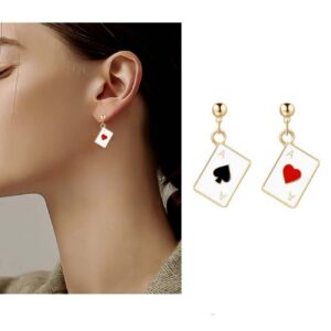 Funny Poker Dangle Earrings Cool Playing Cards Dangle Drop Stud for Women