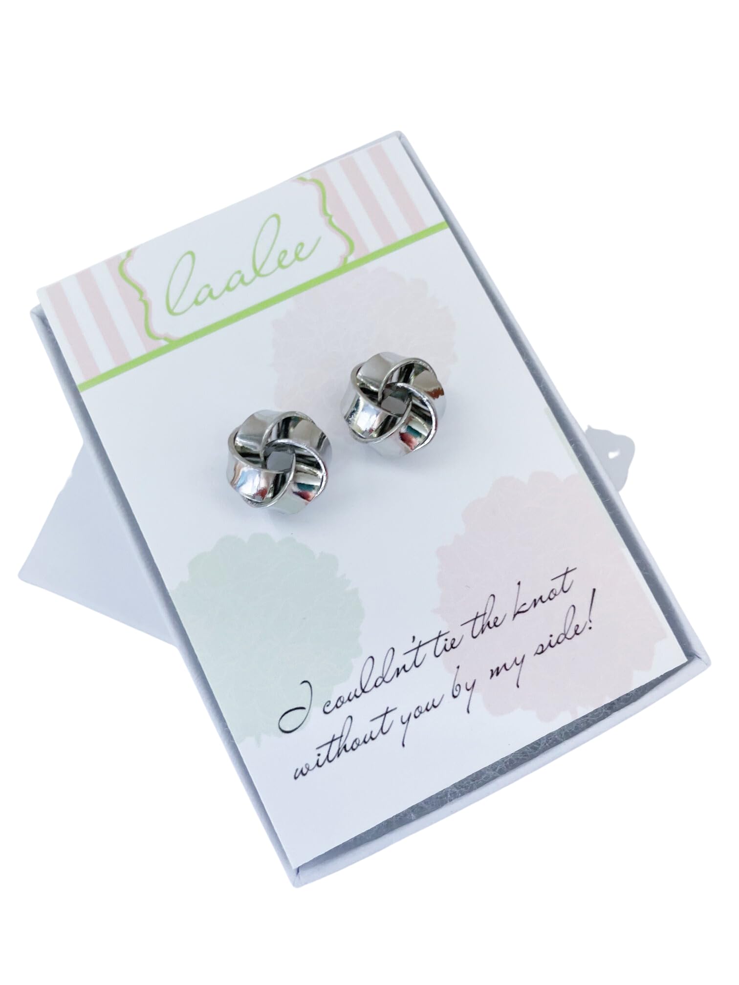 Silver Knot Earrings Knot Jewelry Stud Earrings Post Earrings Bridesmaid Card Gift Tie the Knot Card Wedding Jewelry