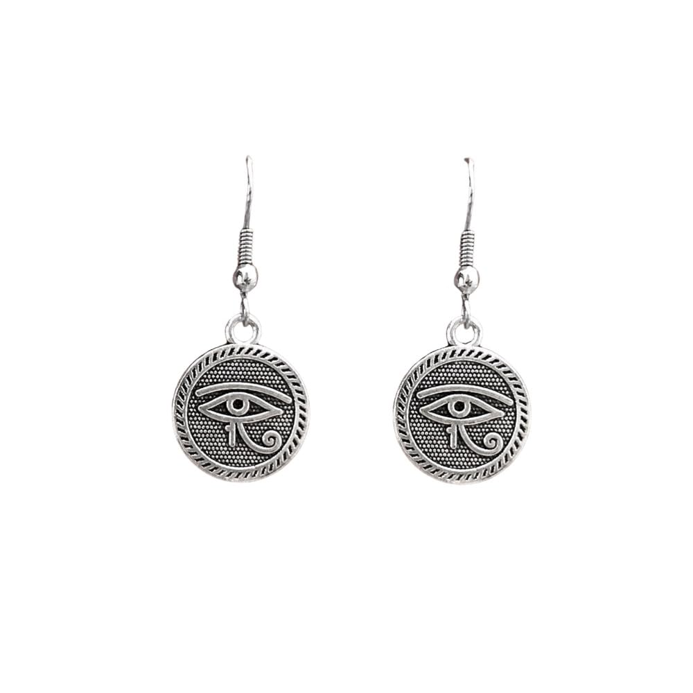 Eye of Horus Egyptian Earrings, Silver Tone, with Message Card