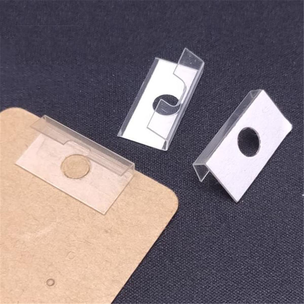 100Pcs Plastic Earring Card Adapter Self-Adhesive Jewelry Card Adapter with Slot and Hole Earring Card Back Hook Earring Card Lip Hanger for Jewelry Earrings Necklace Accessories Display Card