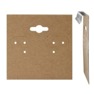 RJ Displays Plastic Plain Blank Kraft Hanging Earring Cards (Pack of 100)