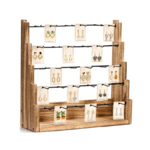 poyilooo earring display for selling, solid wood jewelry display for selling vendors, large capacity earring display stands for selling rack holder for earring cards, keychain, necklace