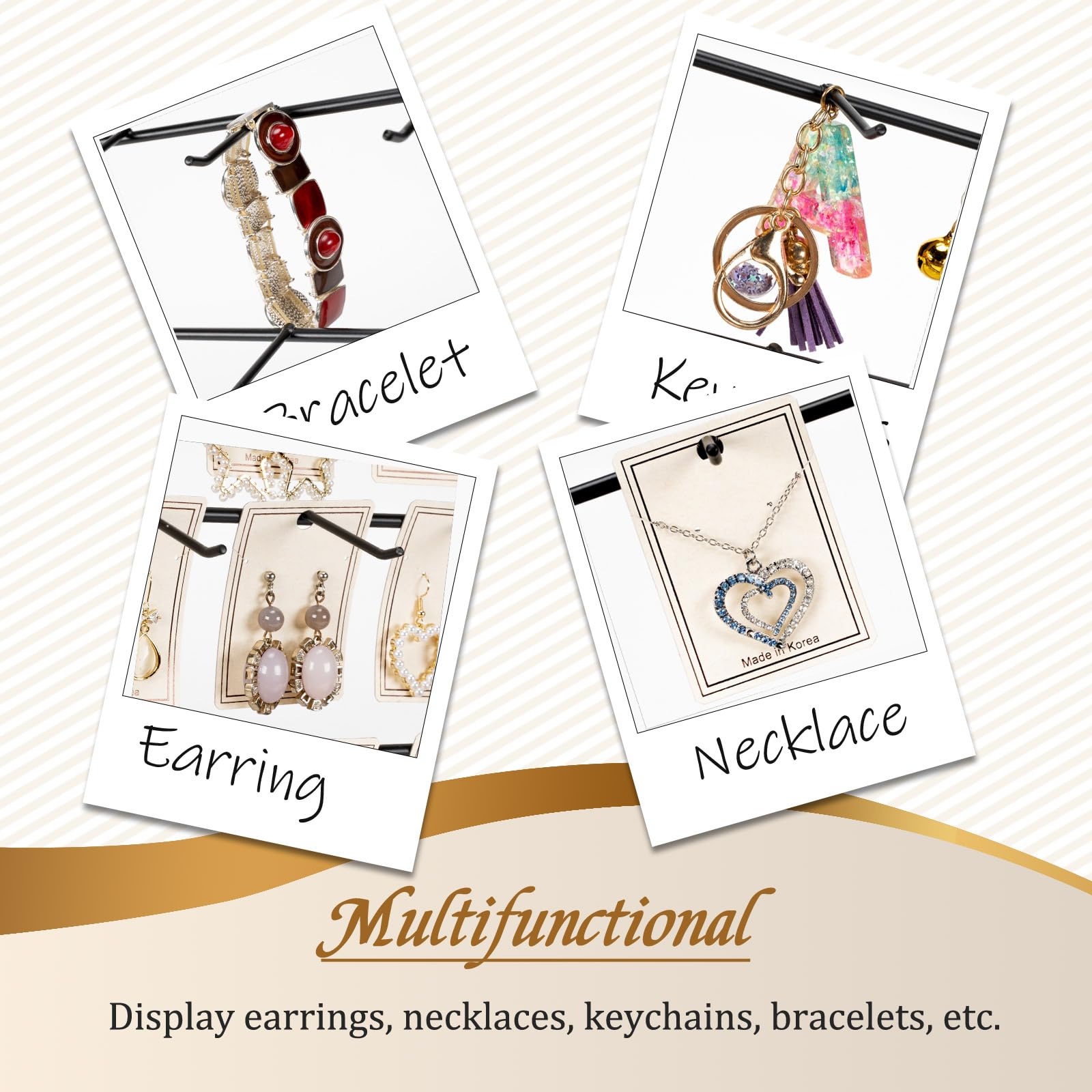 Poyilooo Earring Display for Selling, Solid Wood Jewelry Display for Selling Vendors, Large Capacity Earring Display Stands for Selling Rack Holder for Earring Cards, Keychain, Necklace