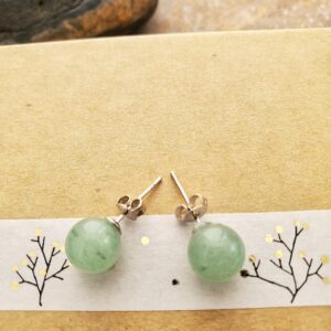 Jade Earrings for Women Jade Stud Earrings Jade Earrings for Men 6mm Sphere Lighter Green Jade Studs Graduation Gift Birthday Anniversary Holidays(A Pair of Studs, Lighter Green, 6mm Sphere)