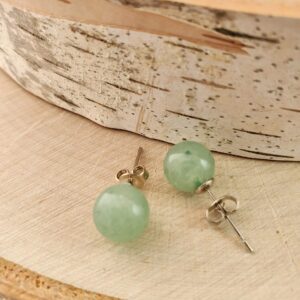 Jade Earrings for Women Jade Stud Earrings Jade Earrings for Men 6mm Sphere Lighter Green Jade Studs Graduation Gift Birthday Anniversary Holidays(A Pair of Studs, Lighter Green, 6mm Sphere)