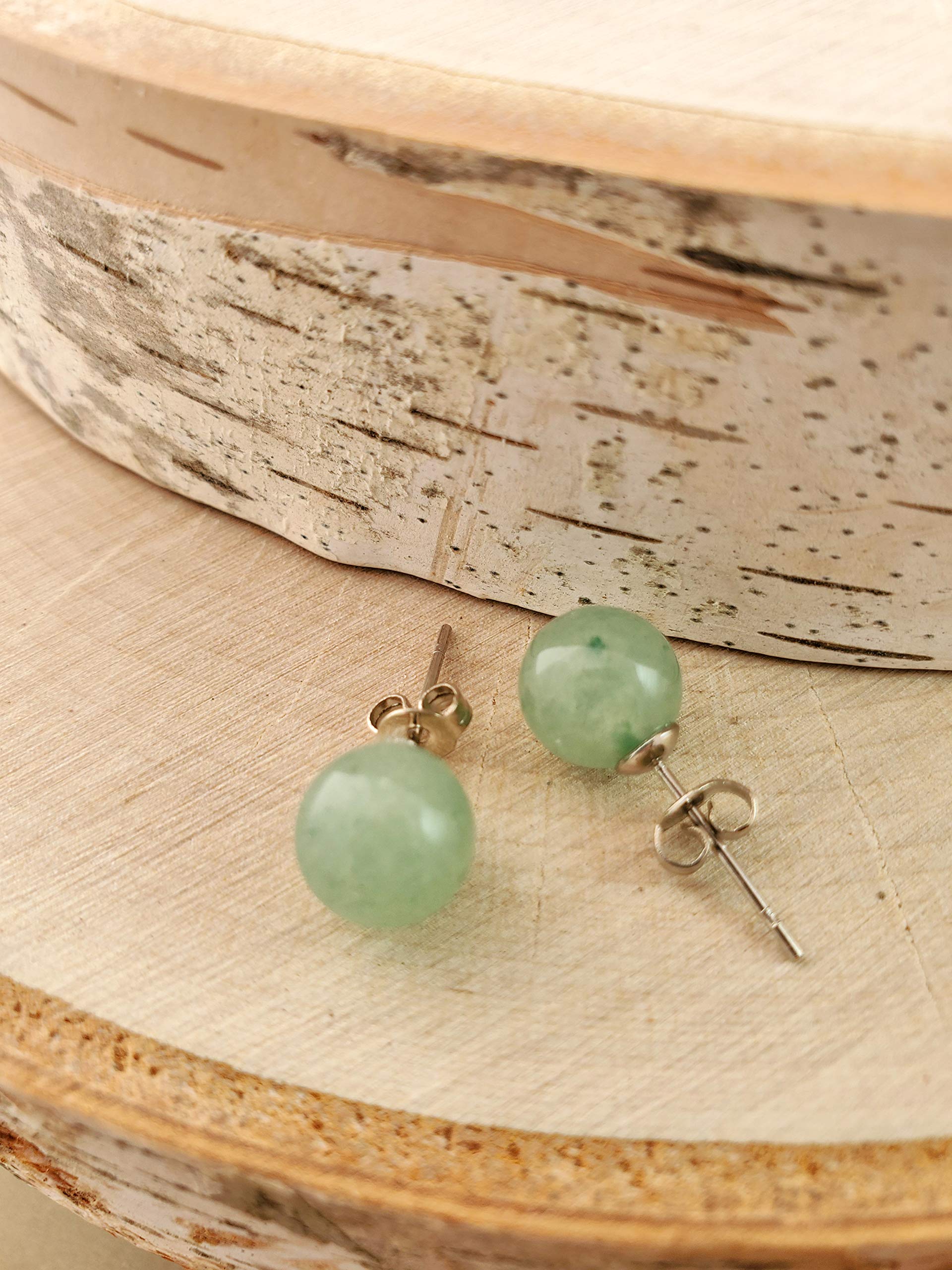 Jade Earrings for Women Jade Stud Earrings Jade Earrings for Men 6mm Sphere Lighter Green Jade Studs Graduation Gift Birthday Anniversary Holidays(A Pair of Studs, Lighter Green, 6mm Sphere)