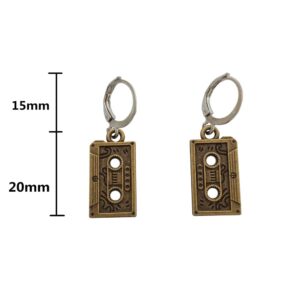 WYGUYO Retro Cassette Tape Lever Back Earrings for Woman, Music Lover, Vintage Music Nostalgic Jewelry