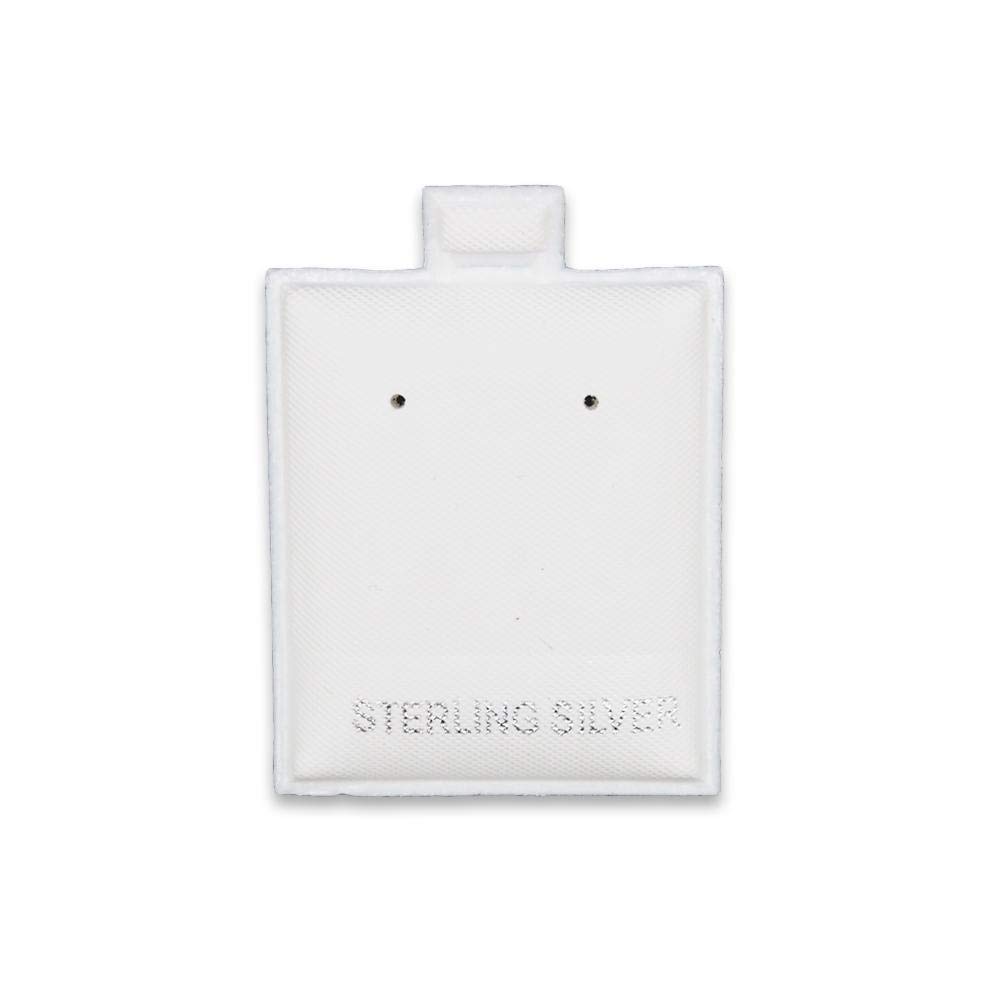 CuteBox 1" x 1" "Sterling Silver" Imprinted White Puff Pad Earring Card 100pc for Retail, Showcase, and more.