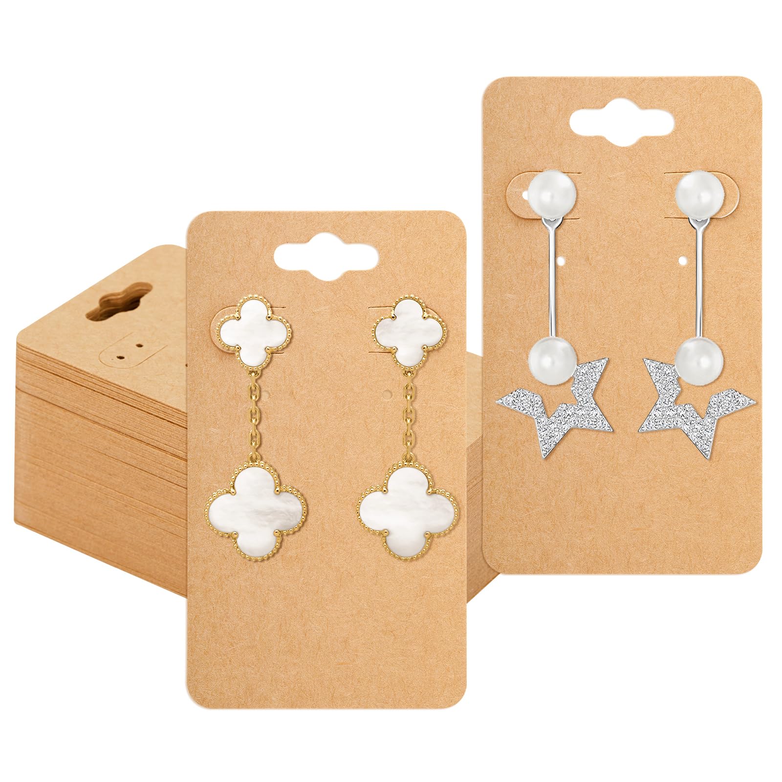 Anwyll Earring Cards, Earring Display Cards for Selling, 3.5 x 2 Inch Kraft Earring Holder Cards, 100 Pcs Kraft Hanging Earring Cards, Jewelry Display Cards for Packaging Display, DIY Crafts Business