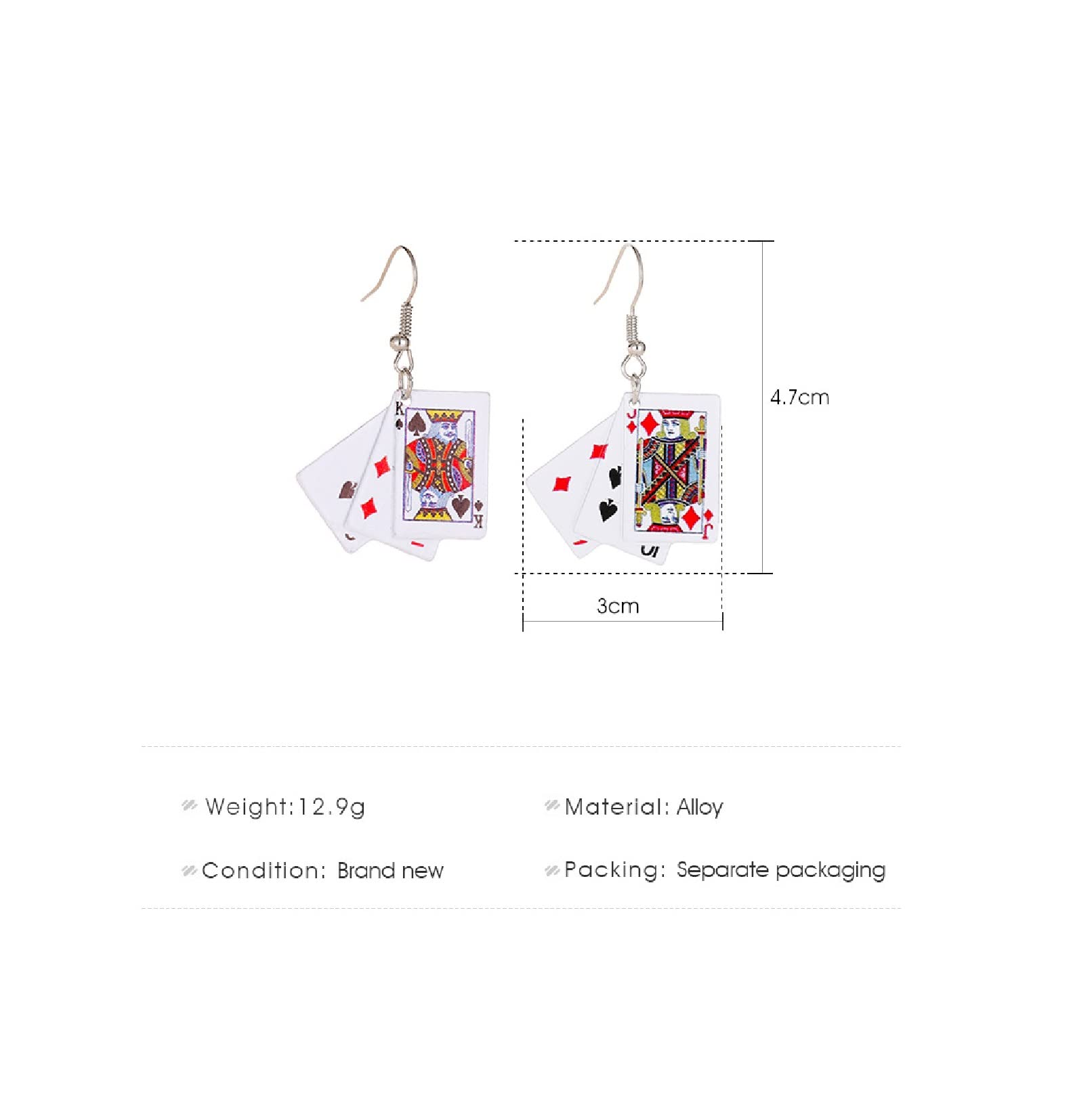 Poker Irregular Women Drop Earring Playing Card Resin Casual Ear Jewelry Party Hip Hop Jewellery -J 10