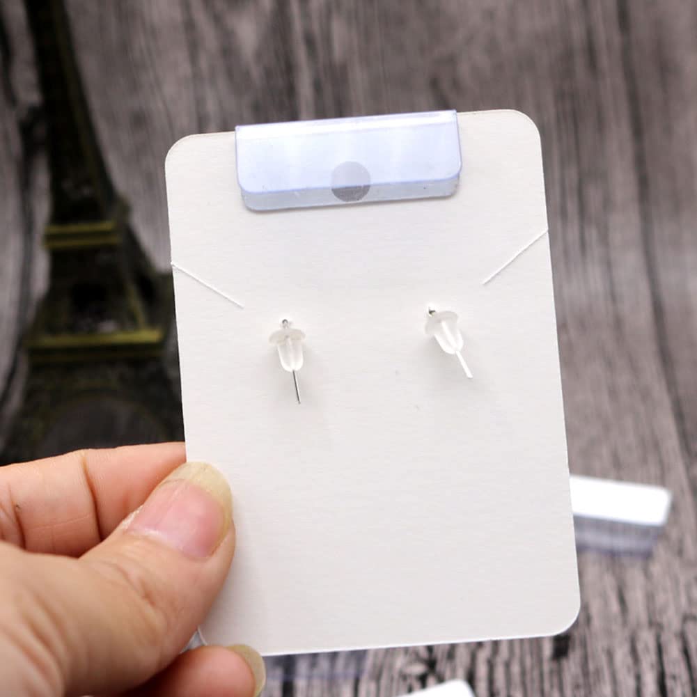 100PCS Plastic Self-Adhesive Jewelry Display Adapter Earring Card Adapter Lip Hanger Clear Jewelry Card Display Adapter Accessories for Earring Necklace Card Display(3cmX2.5cm)