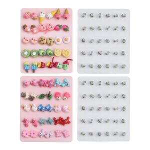 minihope 30 Pairs Little Girls Earrings Hypoallergenic,Cute Multiple Animal Donut Stud Earrings for Kids,Made with Polymer Clay,Best Gifts for Girls