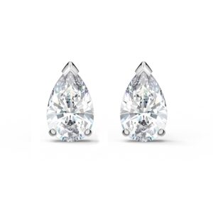 swarovski stilla attract stud earrings, clear drop-cut stones in a rhodium-finished setting, part of the swarovski stilla attract collection