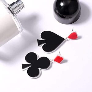 GUOXIAOMEI Playing Cards Pattern Drop Earring Fashion Party Gift Charms Hearts Spades Plum Poker Acrylic Earring Jewelry (Red 1)