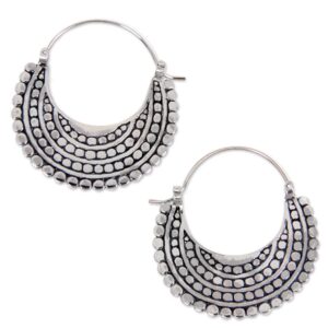 novica artisan handcrafted sterling silver hoop earrings | charm hoop earrings silver | hypoallergenic hoop earrings | lightweight hoop earrings women | bohemian hoop earrings | vintage hoop earrings