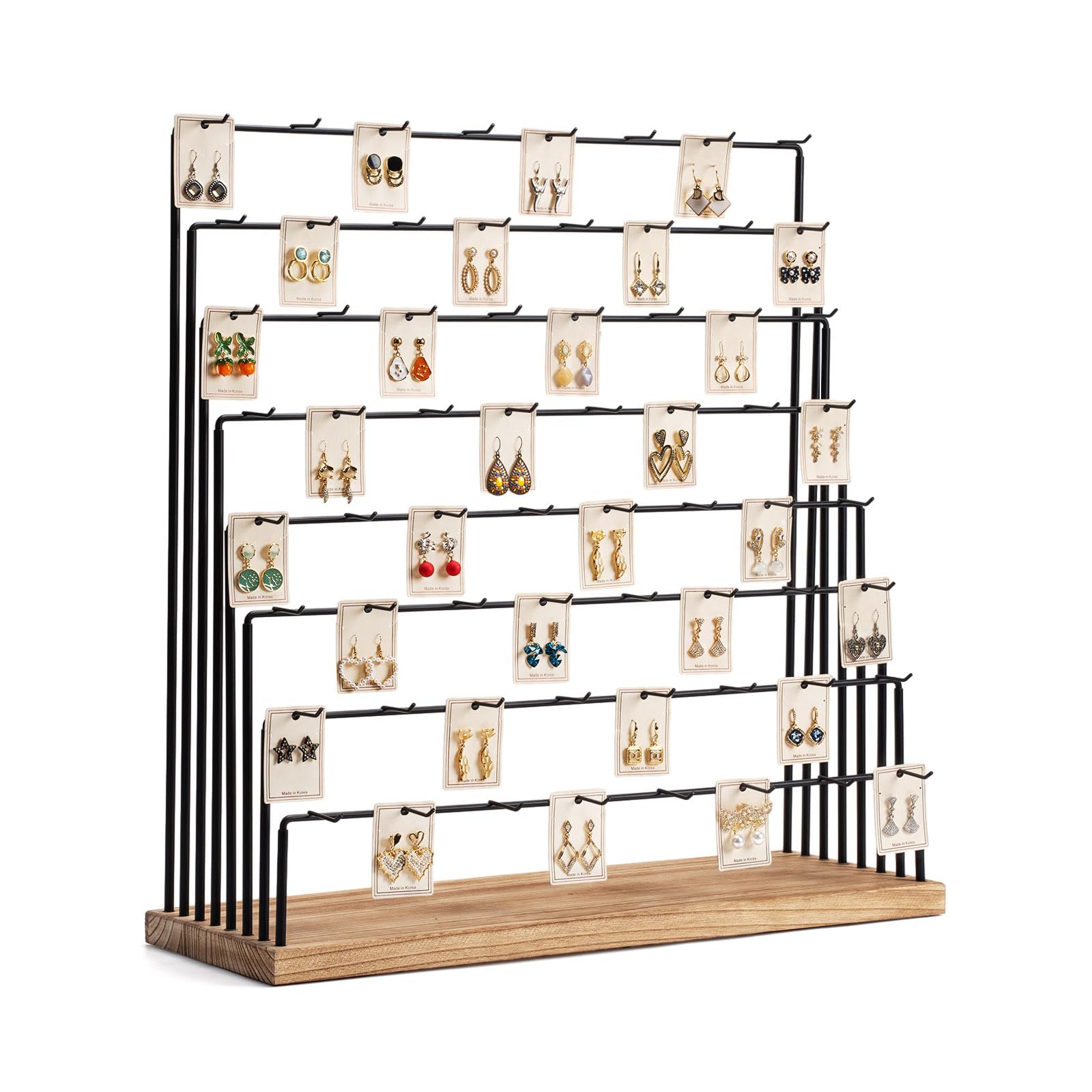 Earring Display Stands for Selling, Earring Rack Display Holder Stand, Jewelry Display for Selling Earring Cards, Bracelets, Hair Accessories, Rings, Necklaces 39" W x 23" D x 19" H (64 Hooks)