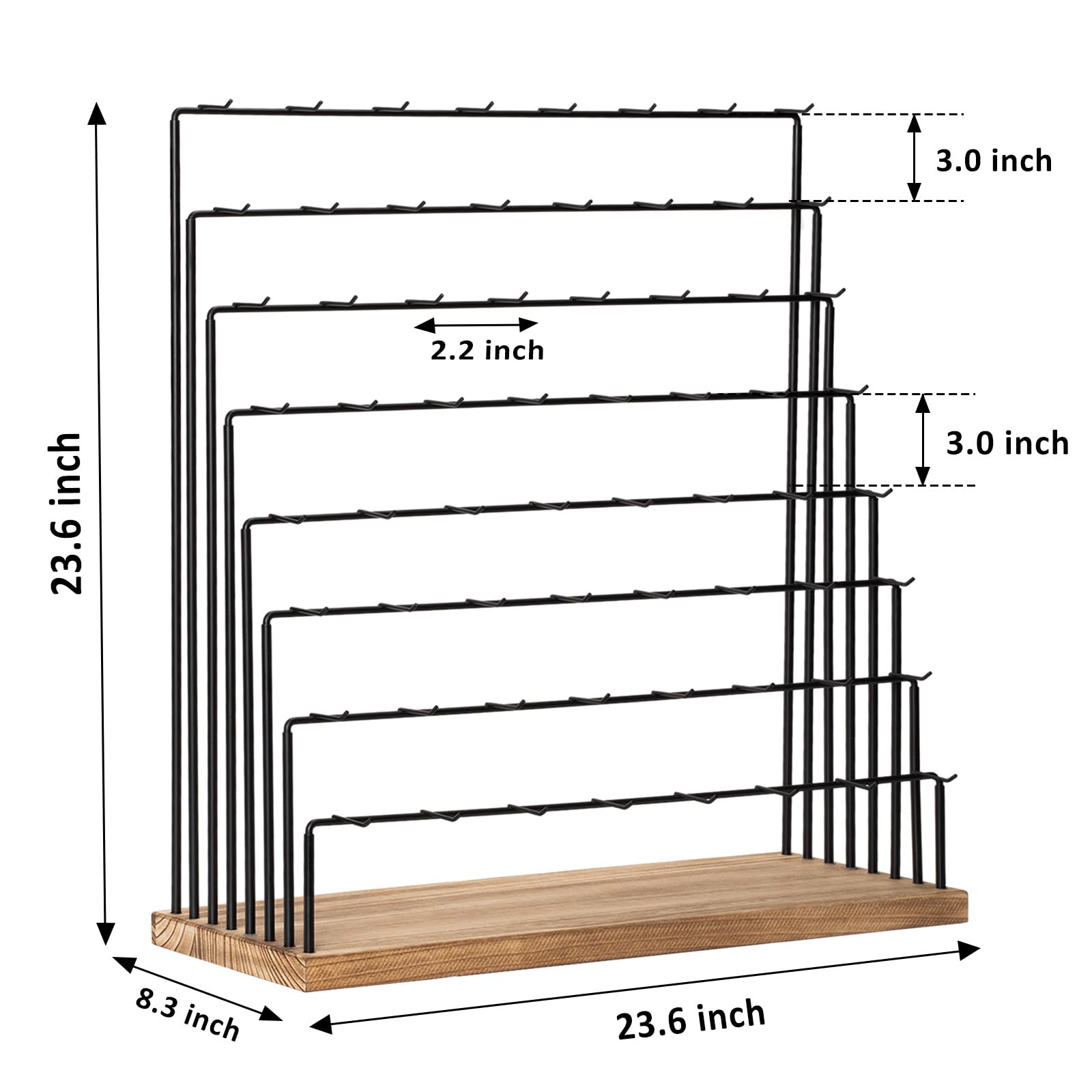 Earring Display Stands for Selling, Earring Rack Display Holder Stand, Jewelry Display for Selling Earring Cards, Bracelets, Hair Accessories, Rings, Necklaces 39" W x 23" D x 19" H (64 Hooks)