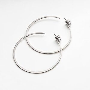 Michael Kors Stainless Steel and Cubic Zirconia Whisper Hoop Earrings for Women, Color: Silver (Model: MKJ6000040)