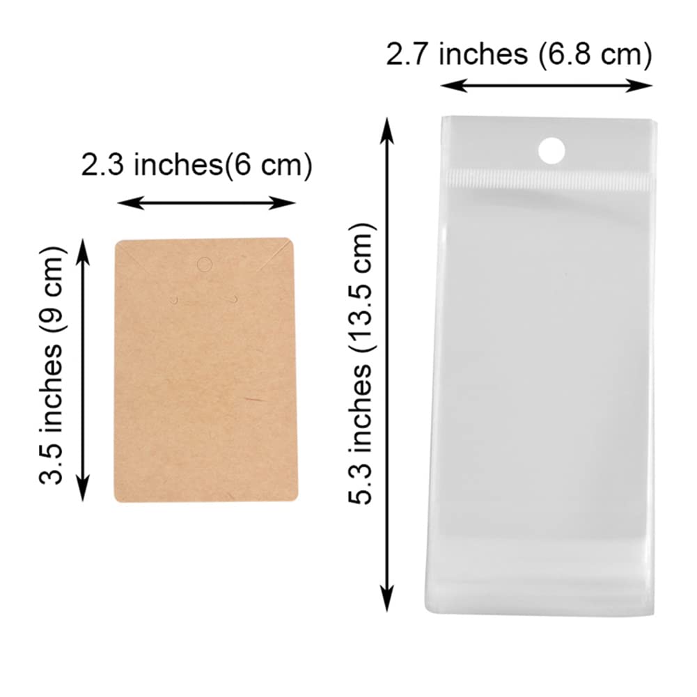 Muka 150 Pcs Earring Display Cards with Self-Seal Bags Jewelry Cards Necklace Holder 3.5" H*2.3" W-Brown