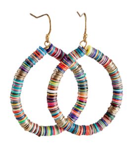 spunkysoul bohemian multi-colored sequin hoop gold disc earrings for women