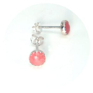 Rhodochrosite Stud Earrings in Sterling Silver 6mm