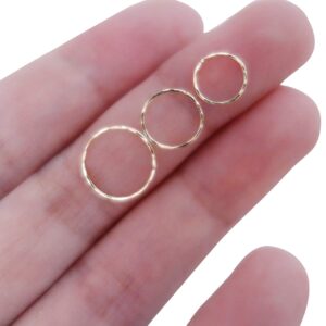 Hand Made Hammered 14K Gold Filled Texture Tiny Hoop Earring Nose Ring Cartilage Huggie Helix Piercing Septum Tragus Sleepers Women Men Teenagers 925 Sterling Silver 14K Rose Gold Fill 22G 20G 24G