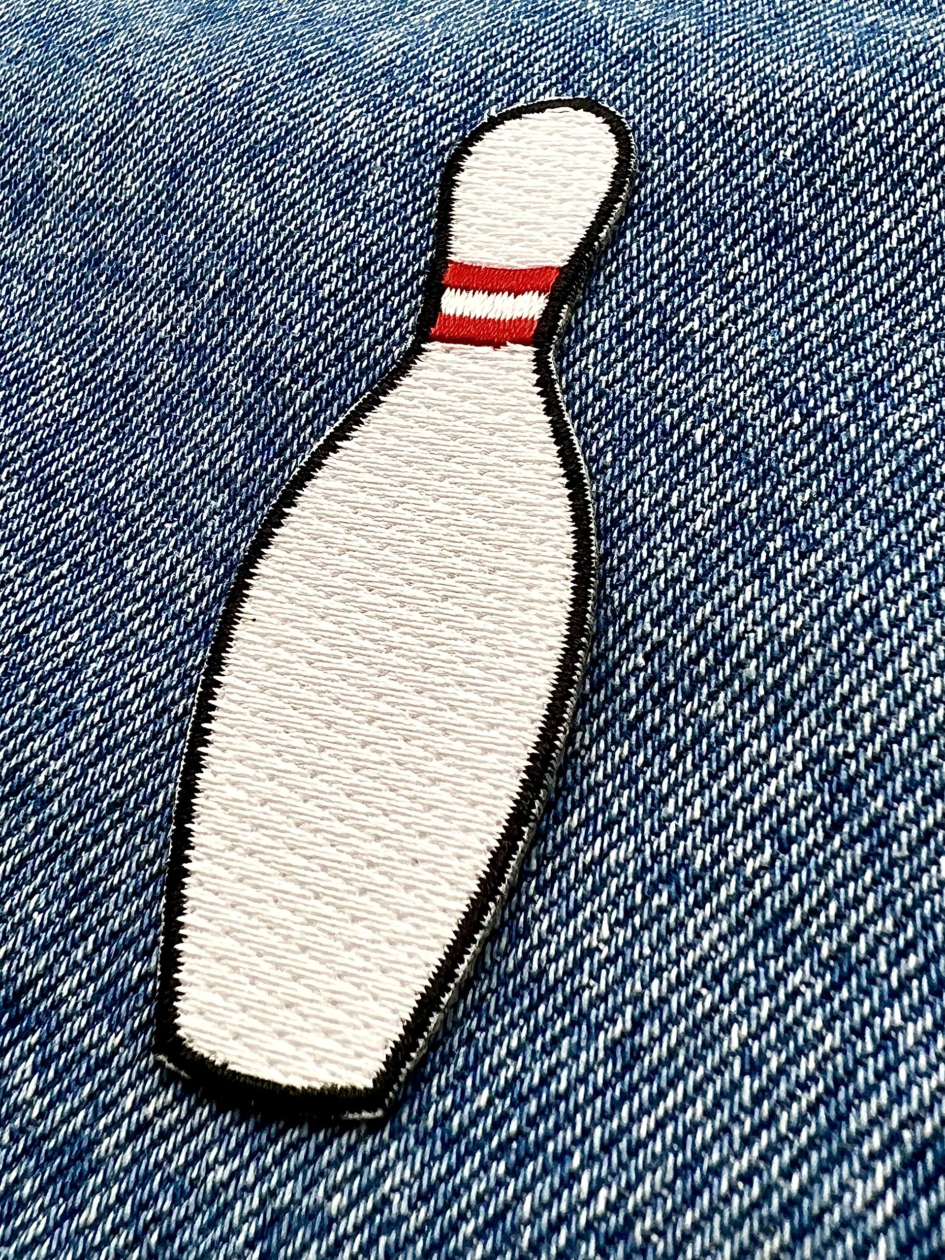 Bowling Pin Embroidered Patch Team League Uniform Iron-On Applique Sports Emblem