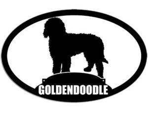 lpf usa oval goldendoodle silhouette sticker (dog breed golden doodle)