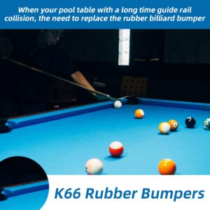 Scott Edward Billiards K66 Rubber Bumpers Pool Table Rail Cushions (Set of 6) Bumpers Replacement Bumpers Accessories- 7ft and 8 ft