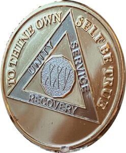 25 year aa medallion large 1.5 inch 22k bi-plated gold and nickel plated sobriety chip