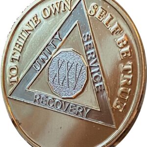 25 Year AA Medallion Large 1.5 Inch 22K Bi-Plated Gold and Nickel Plated Sobriety Chip