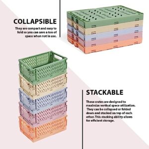 monomono Stackable Plastic Storage Crates - 5-Pack, Cute and Aesthetic Solution for Home and Office Organization with Stylish Pastel Touch (Green, 9.8x6.5x3.8 in)