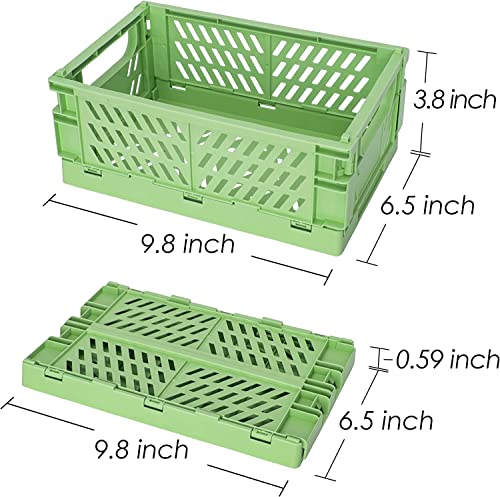 monomono Stackable Plastic Storage Crates - 5-Pack, Cute and Aesthetic Solution for Home and Office Organization with Stylish Pastel Touch (Green, 9.8x6.5x3.8 in)