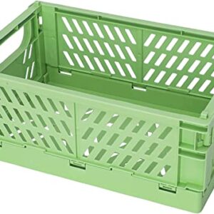 monomono Stackable Plastic Storage Crates - 5-Pack, Cute and Aesthetic Solution for Home and Office Organization with Stylish Pastel Touch (Green, 9.8x6.5x3.8 in)