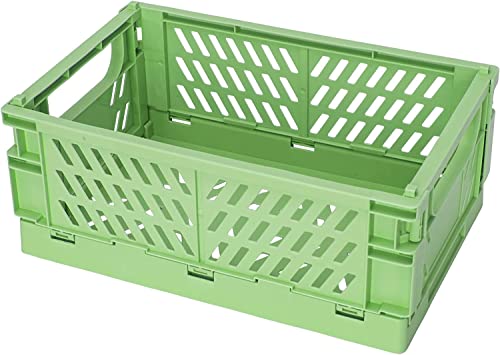 monomono Stackable Plastic Storage Crates - 5-Pack, Cute and Aesthetic Solution for Home and Office Organization with Stylish Pastel Touch (Green, 9.8x6.5x3.8 in)