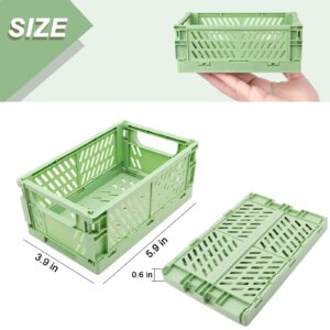 Reavor Pastel Crates, 4-Pack Mini Plastic Baskets Stackable, Small Foldable Cute Drawer Organizer for Office Desk Drawer Organizing Adorable