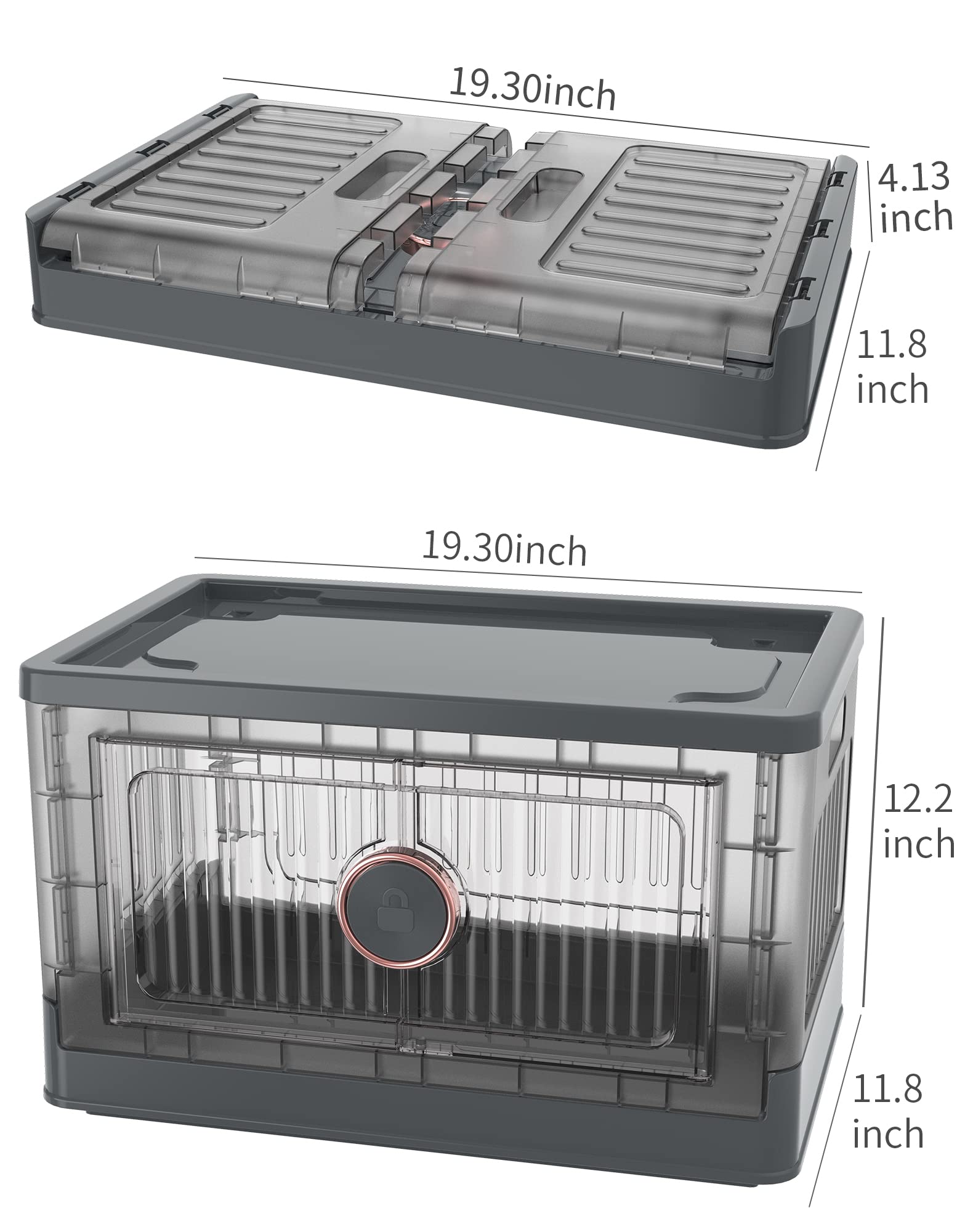 richang 5 Pack 38L closet organizers and storage Lidded Collapsible Storage Bins Folding Plastic Stackable Utility Crates foldable storage container storage box Grey