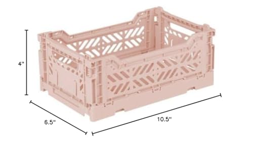 Aykasa Collapsible Storage Bins, Plastic Crate for Storage, Collapsible Crate, Utility Stackable Box, Collapsible storage box, Milk crate Collapsible storage (Small, Milk tea)