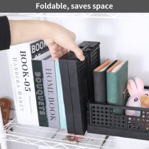 senbowe 4 Pack Plastic Foldable Storage Basket for Shelf Organizer, Stacking Collapsible Storage Crate Container Bin for Desk, Home, Kitchen, Bedroom, Classroom, Office, Bathroom (9.4 x 6.2 x 3.7”)