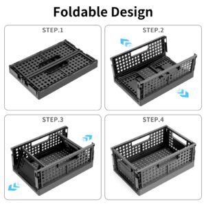 senbowe 4 Pack Plastic Foldable Storage Basket for Shelf Organizer, Stacking Collapsible Storage Crate Container Bin for Desk, Home, Kitchen, Bedroom, Classroom, Office, Bathroom (9.4 x 6.2 x 3.7”)