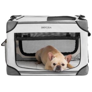 eheyciga collapsible dog crate 26 inches, soft portable dog crate for small dogs, travel dog kennel indoor & outside, foldable dog crate with 4-door mesh windows