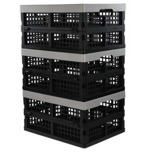 Jekiyo 16-Liter Folding Crates Storage, Collapsible Container Plastic, Set of 3