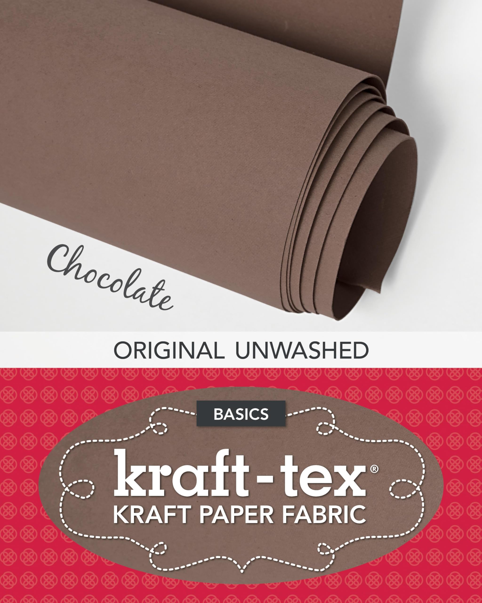 kraft-tex Chocolate Original Unwashed: Kraft Fabric Paper, 19” x 1.5 Yard Roll (kraft-tex Basics)