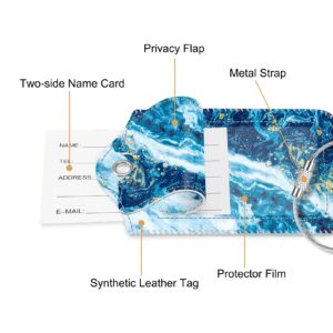 2 Pcs Luggage Tags, Fintie Privacy Cover ID Label with Stainless Steel Loop and Address Card for Travel Bag Suitcase