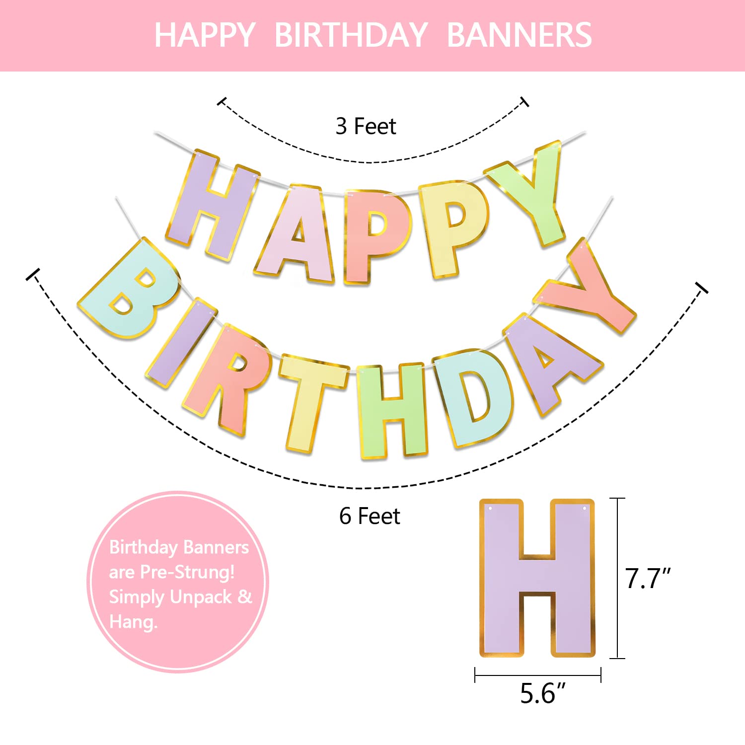 LITAUS Macaron Birthday Decorations - Pack of 20 | Happy Birthday Banner, Tissue Paper, Swirls, Garland | Birthday Decorations for Women | Birthday Party Decorations | Happy Birthday Decorations