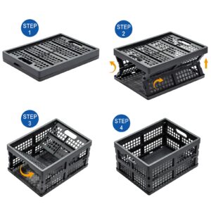 Eslite 16L Collapsible Storage Crates,Folding Plastic Crates for Storage,Pack of 4,Gray