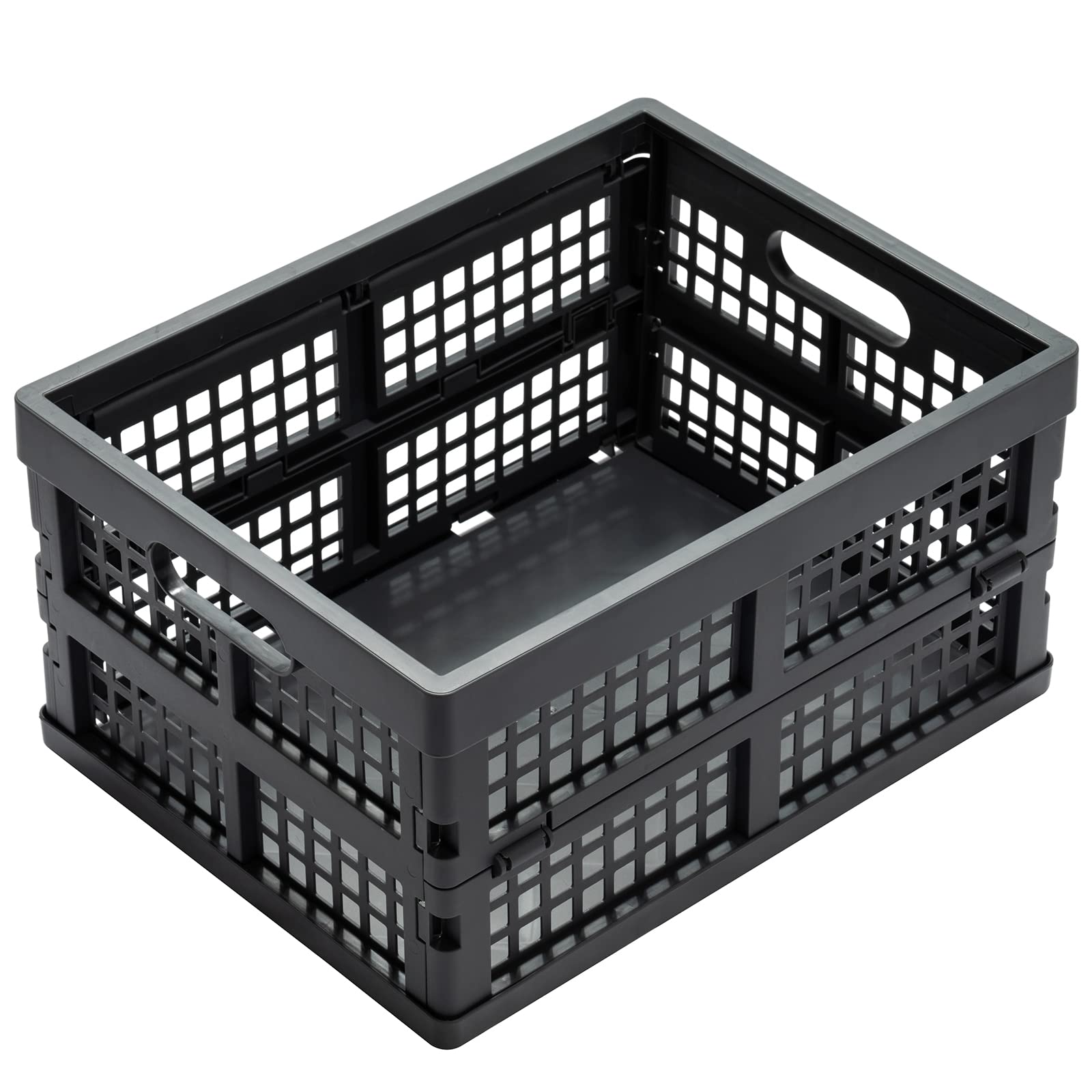 Eslite 16L Collapsible Storage Crates,Folding Plastic Crates for Storage,Pack of 4,Gray