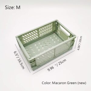 BAREGO Plastic Crates, Collapsible Folding Storage Basket/Container, Stackable Box for Office Kitchen Bathroom Grocery Car Trunk (M: 9.966.54.06in(3pcs, Macaron Mix 3 Color) M: 9.96*6.5*4.06in(3pcs）